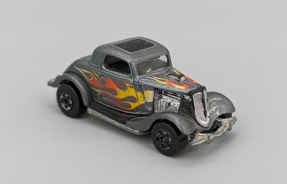 Mattel 1979 Vintage Hot Wheels 34 Ford Coupe Gray With Flames 1:64 Diecast Car